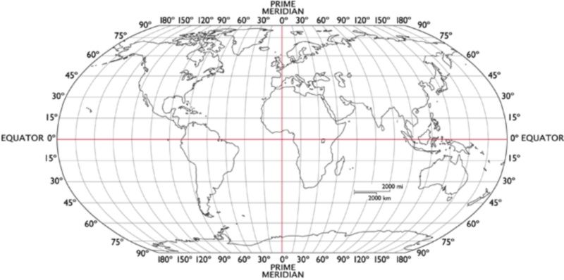 How do you find longitude and latitude on a map?