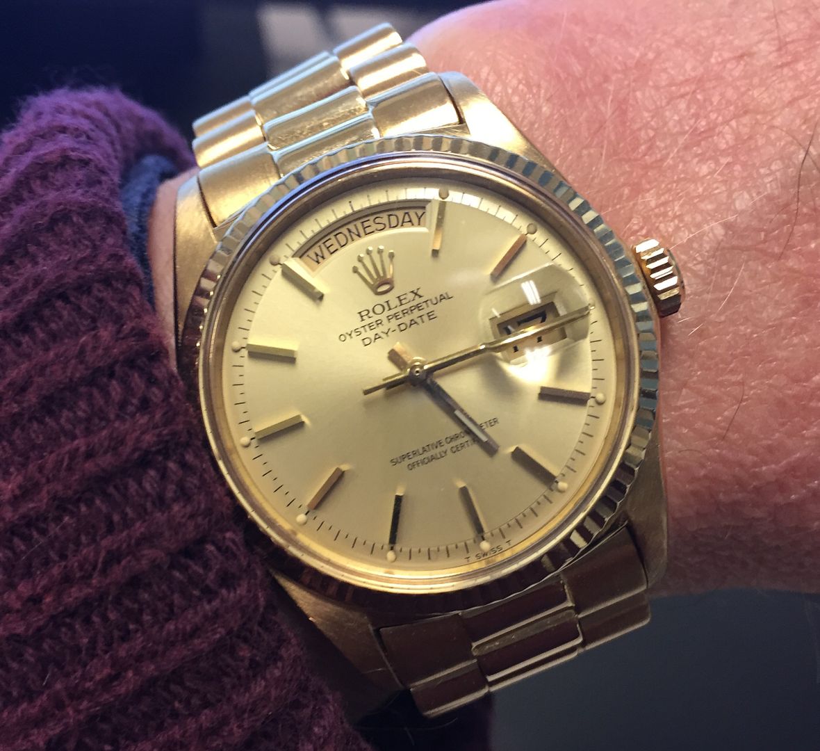 36mm rolex on man's wrist
