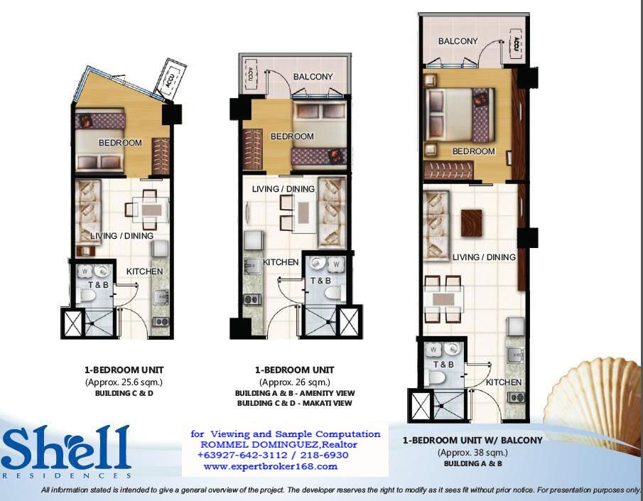 Shell Residences 1 Bedroom Layout