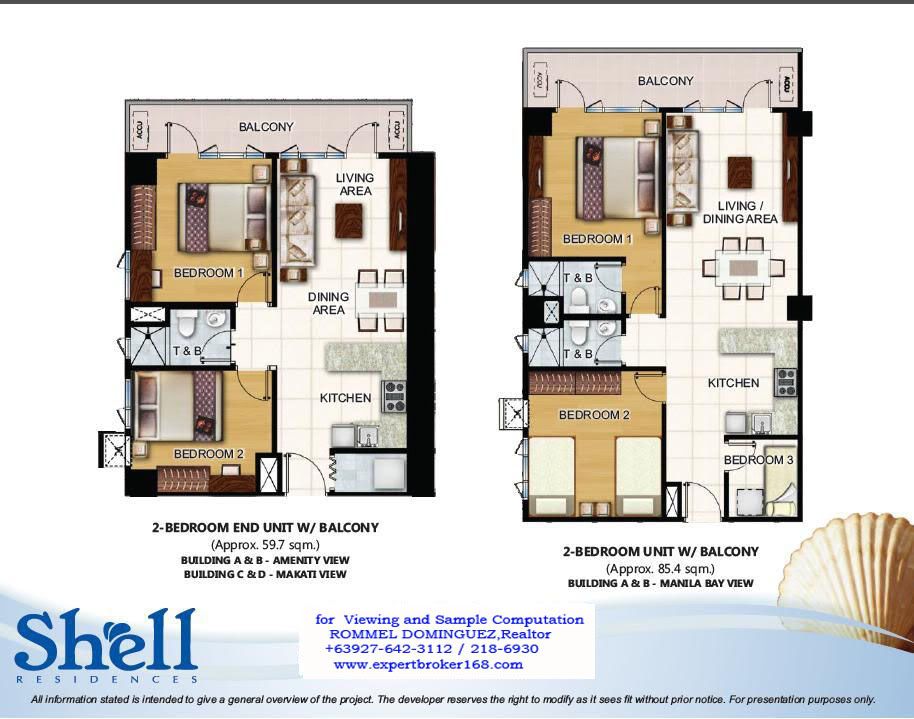 Shell Residences 2 Bedroom Layout