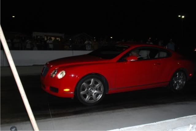 At a drag event last Saturday there was this red Bentley running the 1 8