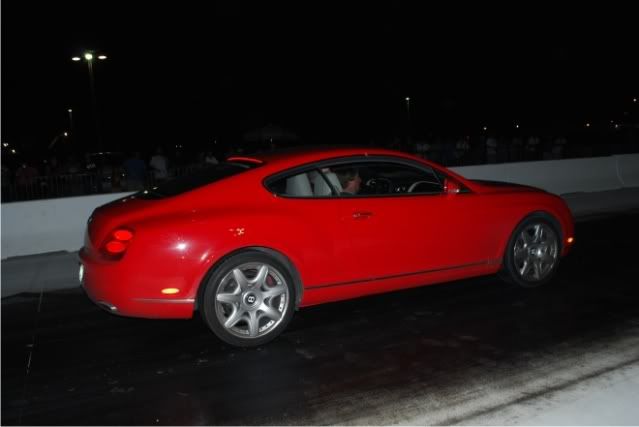 At a drag event last Saturday there was this red Bentley running the 1 8 