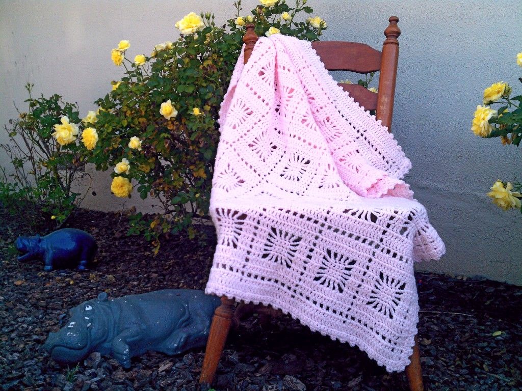 Pretty in Pink Crocheted Crib Blanket