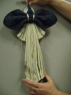back view of the tea towel angel and pot holder