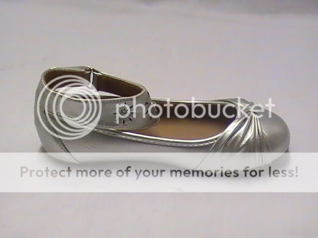 Girls Silver Ballet Flats with Ankle Strap TG Yth Sz 3  
