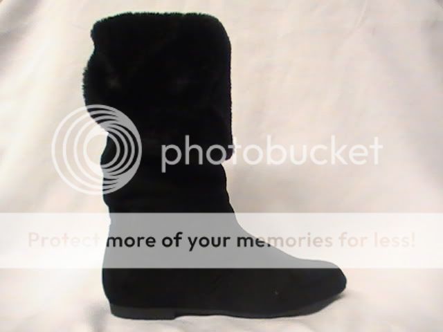 Black Suede Boots Flat Heel w Fur Lining WW Yth Sz 13