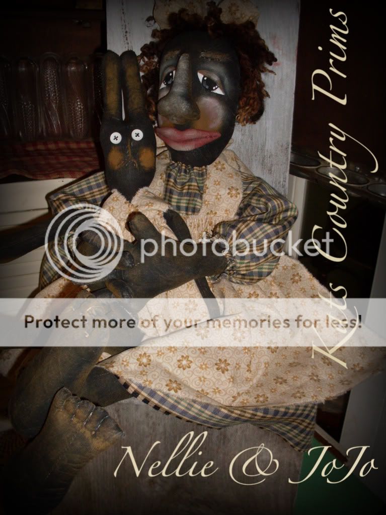Primitive Black Folk Art Grungy Doll/Bunny PATTERN #142  
