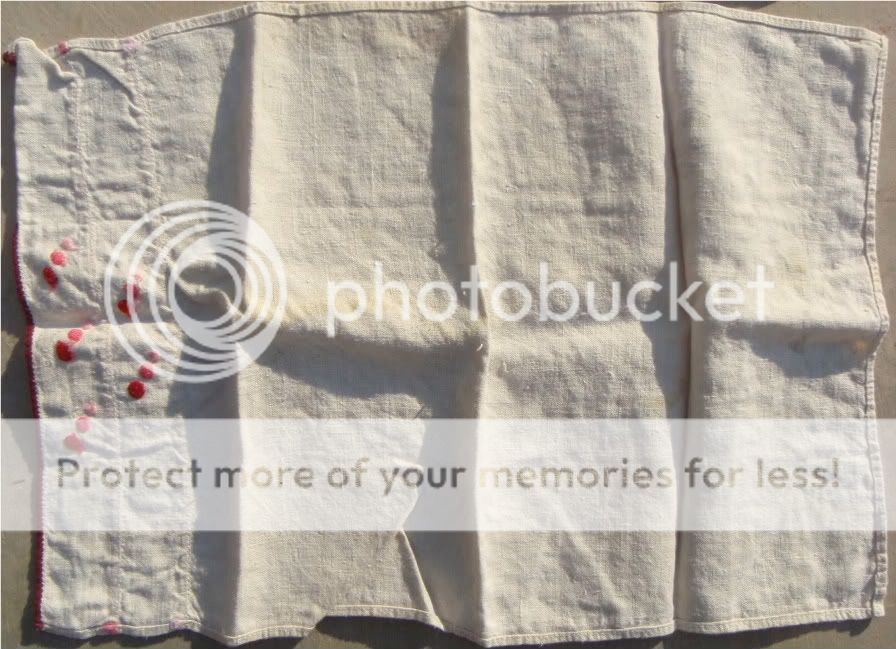 Handmade Vintage Linen Embroidered Floral Tablecloth