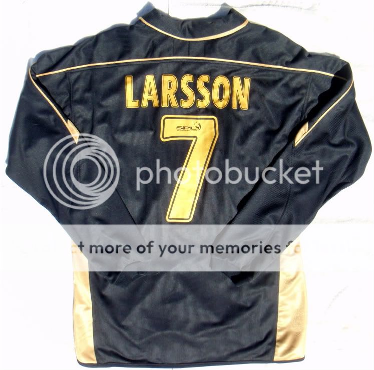 New CELTIC #7 LARSSON SPL Black Football Jersey Shirt  