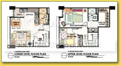 Bi-Level,2-Bedroom Typical Floor Plan